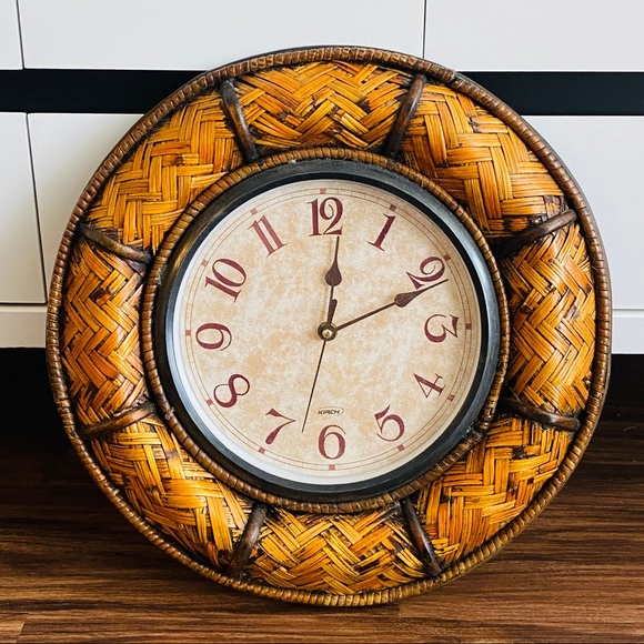 Vintage Boho Vibes Rattan Clock 16" - Picture 1 of 4